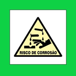 Placa de sinalização A4 risco de corrosão 20 x 20