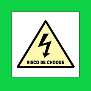 Placa de sinalização A5 risco de choque 20 x 20 REF - 1291