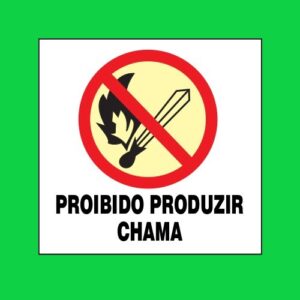 Placa de sinalização p2 proibido produzir chamas 20 x 20 REF-1136